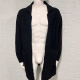 Autumn And Winter Cardigan Men's Solid Color High Collar Long Sleeve Knitting Sweater Coat