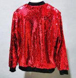 Casual Women's Fall Outer Coat Plus Size Loose Sequin Baseball Jacket
