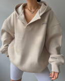 Letter Printed Long-Sleeved V-Neck Hoodies