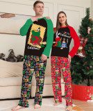 Festive Pajamas Red Set Color Blocking Cute Pattern Christmas Home Clothes