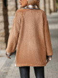 Women's Autumn And Winter Single-Breasted Turndown Collar Plaid Fleece Jacket