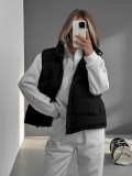 Autumn And Winter Trendy Sleeveless Hooded Down Cotton Jacket Cotton-Padded Outer Vest