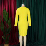 Autumn Long Sleeve Chic Elegant ol Pencil Plus Size African Dress