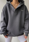 Letter Printed Long-Sleeved V-Neck Hoodies