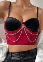 Sexy Color Block Y2K Retrofishbone Chain Outdoor Wear Camisole Sexy Color Block Y2K Retrofishbone Chain Outdoor Wear Camisole