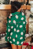 Santa Claus Print Two Piece Lounge Satin Pajamas Set