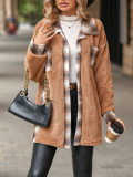 Women's Autumn And Winter Single-Breasted Turndown Collar Plaid Fleece Jacket