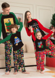 Festive Pajamas Red Set Color Blocking Cute Pattern Christmas Home Clothes