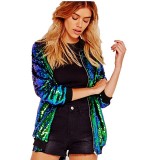 Casual Women's Fall Outer Coat Plus Size Loose Sequin Baseball Jacket