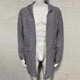 Autumn And Winter Cardigan Men's Solid Color High Collar Long Sleeve Knitting Sweater Coat