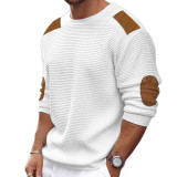 Autumn And Winter Men's Knitting Shirt Round Neck Long-Sleeved Patchwork Slim Pullover Sweater