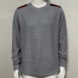 Autumn And Winter Men's Knitting Shirt Round Neck Long-Sleeved Patchwork Slim Pullover Sweater