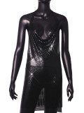 Women Sexy Metallic Sequin Suspender Sexy Dress