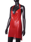 Women Sexy Metallic Sequin Suspender Sexy Dress