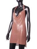 Women Sexy Metallic Sequin Suspender Sexy Dress