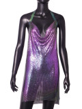 Women Sexy Metallic Sequin Suspender Sexy Dress