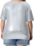 Summer Loos Plus Size Round Neck Solid Color Short Sleeve T-Shirt