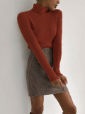 Autumn Turtleneck Pullover Sweater Knitting Basic Shirt For Women