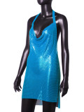Women Sexy Metallic Sequin Suspender Sexy Dress