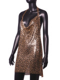 Women Sexy Metallic Sequin Suspender Sexy Dress