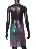 Women Sexy Metallic Sequin Suspender Sexy Dress
