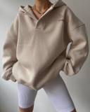 Letter Printed Long-Sleeved V-Neck Hoodies