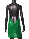 Women Sexy Metallic Sequin Suspender Sexy Dress