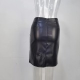 Women Lace-Up High Waisted Bodycon Split Skirt