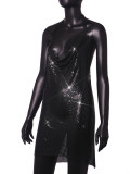 Women Sexy Metallic Sequin Suspender Sexy Dress