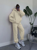 Women Solid Hoodies and Pant Casual Two-piece Set