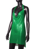 Women Sexy Metallic Sequin Suspender Sexy Dress