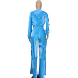Women Velvet Hoodies and Pant Two-Piece Set