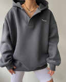 Letter Printed Long-Sleeved V-Neck Hoodies