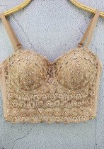 Women lace camisole feminine v-neck Strapless with breast pads bra Tank Crop Top Women lace camisole feminine v-neck Strapless with breast pads bra Tank Crop Top