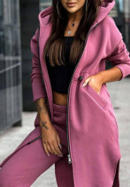 Women Casual hooded fleece jacket and pant two-piece set Women Casual hooded fleece jacket and pant two-piece set