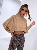 Women turtleneck knitting cape top