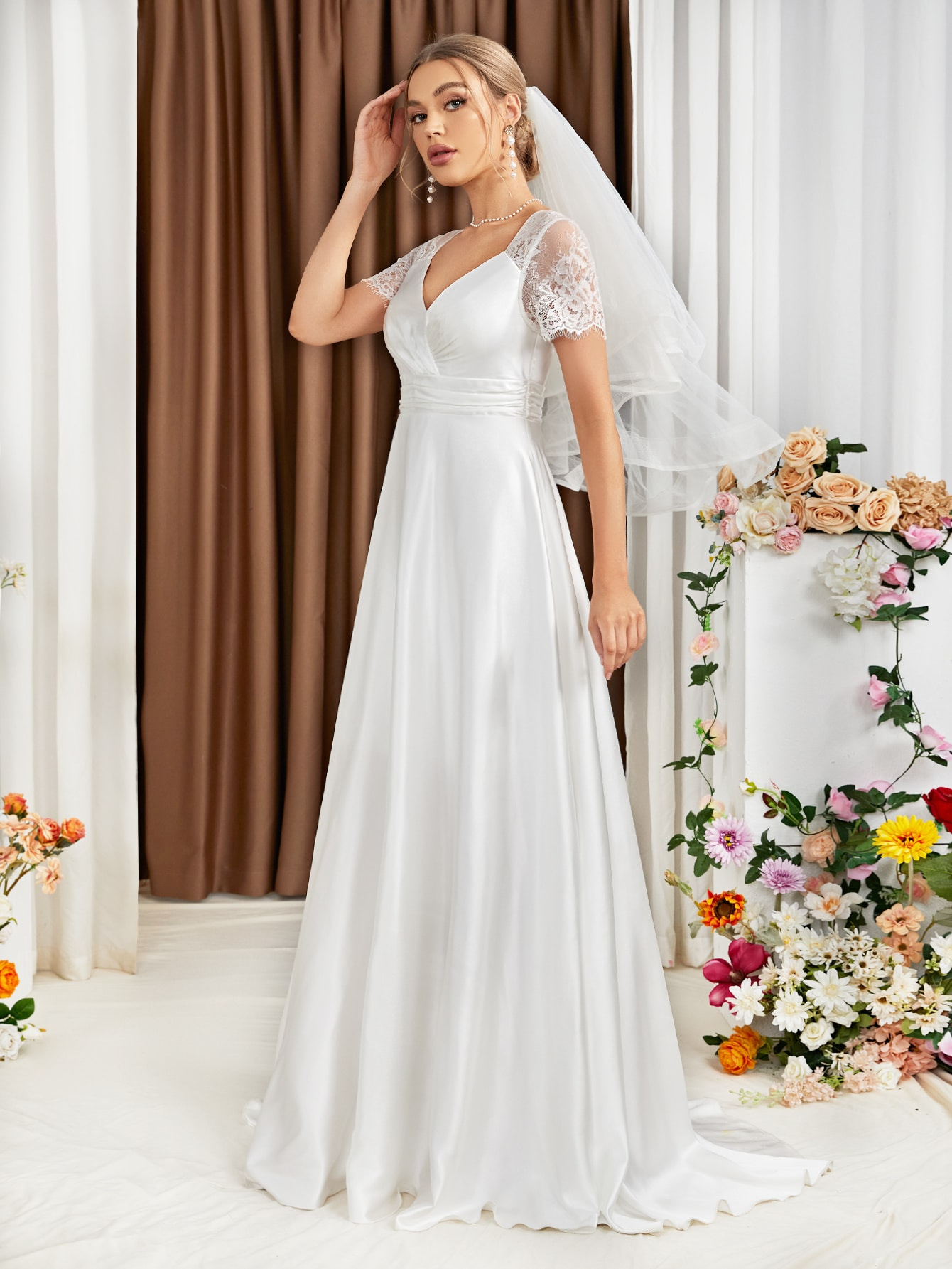 Women Formal Party Long Sleeve Bridesmaid Dress Evening Dress