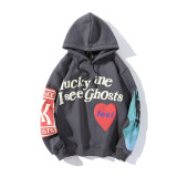 Women Graffiti Letter Printed Velvet Hoodies