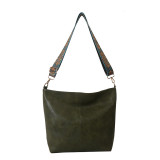 Women Retro Wide Shoulder Crossbody Bag Bucket Bag