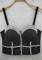 Women Rhinestone Strap Bra Tank Crop Top Women Rhinestone Strap Bra Tank Crop Top