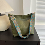 Women Retro Wide Shoulder Crossbody Bag Bucket Bag