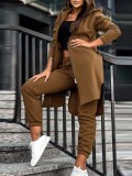 Women Casual hooded fleece jacket and pant two-piece set