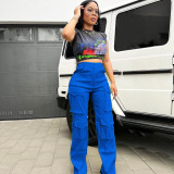 Women's Fashion Casual Solid Pocket Cargo Pants