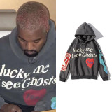 Women Graffiti Letter Printed Velvet Hoodies