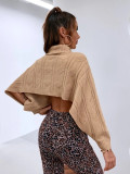 Women turtleneck knitting cape top