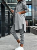 Women Casual hooded fleece jacket and pant two-piece set