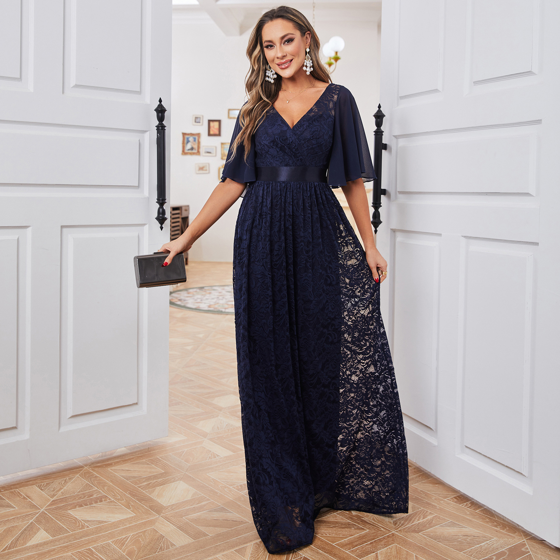 Women loose party lace party bridesmaid dress evening dress