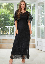 Women Short Sleeve Round Neck Elegant Dress