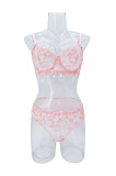 Women Autumn French Flower Embroidery See-Through Sexy Lingerie