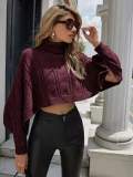 Women turtleneck knitting cape top